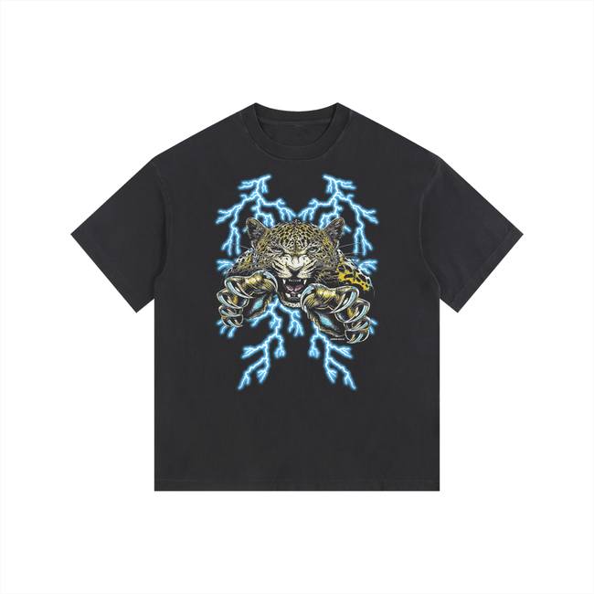 Struck by Lightning Vintage Washed Oversized Cotton T-Shirt