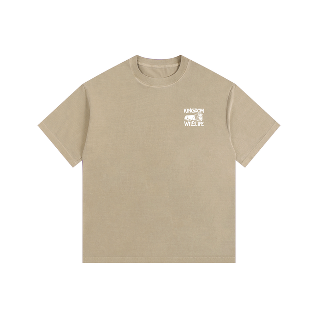 Kingdom Wildlife Logo Vintage Washed Oversized Cotton T-Shirt