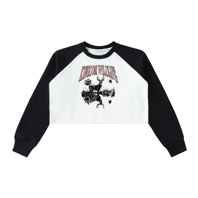 Reflection Women's Raw-Hem Color-Block Raglan Crop Sweatshirt