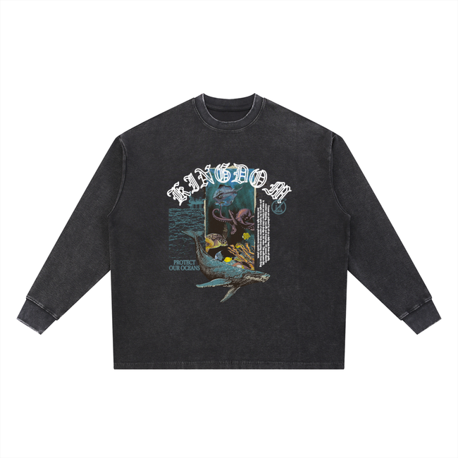 Protect Our Oceans Mineral Wash Waffle Long Sleeve
