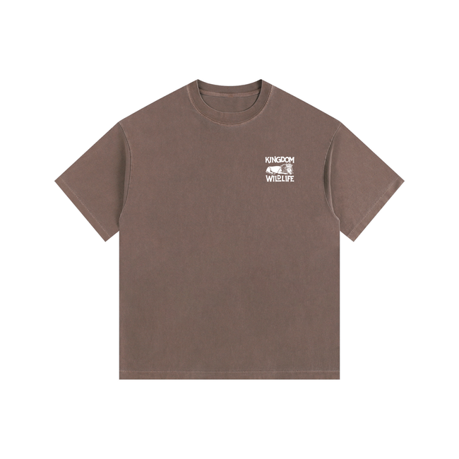 Kingdom Wildlife Logo Vintage Washed Oversized Cotton T-Shirt