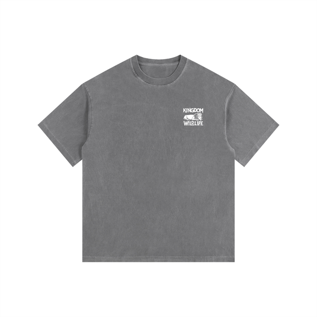 Kingdom Wildlife Logo Vintage Washed Oversized Cotton T-Shirt