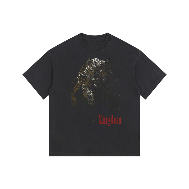 Leopard Vintage Washed Oversized Cotton T-Shirt
