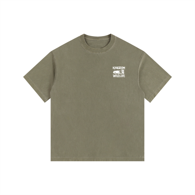 Kingdom Wildlife Logo Vintage Washed Oversized Cotton T-Shirt