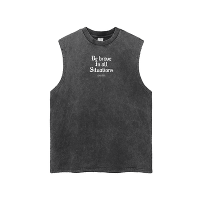 Panther Snow Washed Frayed Hem Tank Top
