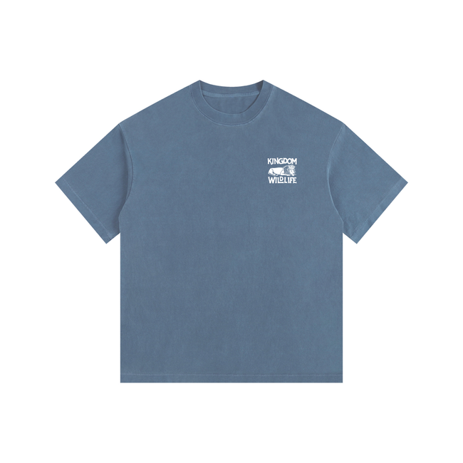 Kingdom Wildlife Logo Vintage Washed Oversized Cotton T-Shirt