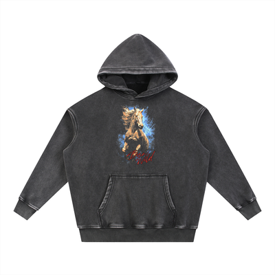 Born Wild Snow Wash Fleece Oversize Hoodie