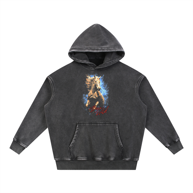 Born Wild Snow Wash Fleece Oversize Hoodie