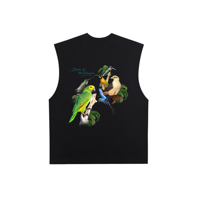 Birds of Paradise Raw Edge Cotton Tank Top