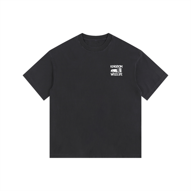 Kingdom Wildlife Logo Vintage Washed Oversized Cotton T-Shirt