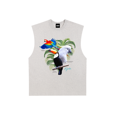 Birds of Paradise Raw Edge Cotton Tank Top