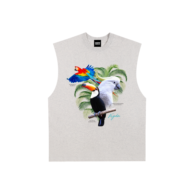 Birds of Paradise Raw Edge Cotton Tank Top