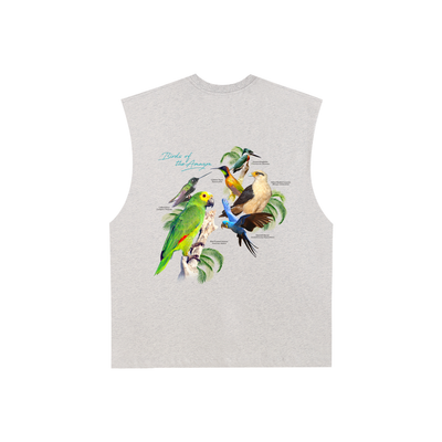 Birds of Paradise Raw Edge Cotton Tank Top
