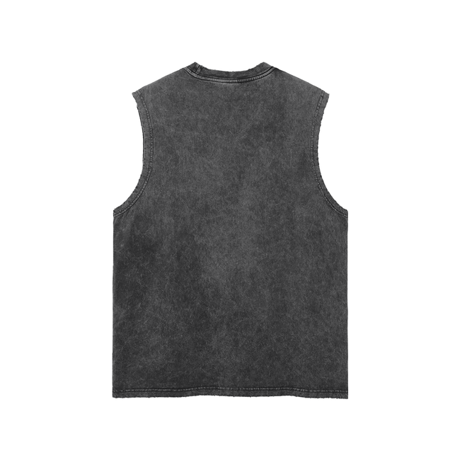 Panther Snow Washed Frayed Hem Tank Top