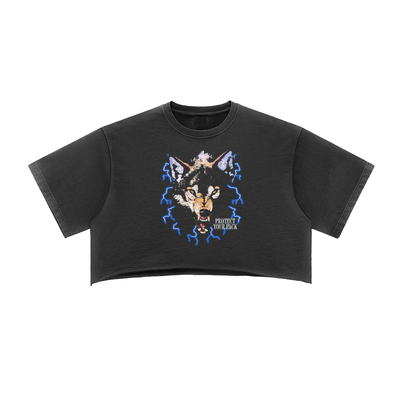 Now or Never Women's Snow Washed Raw Edge Crop Top