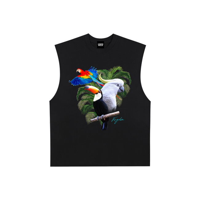 Birds of Paradise Raw Edge Cotton Tank Top
