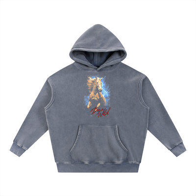 Born Wild Snow Wash Fleece Oversize Hoodie