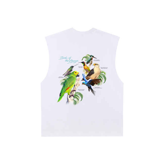 Birds of Paradise Raw Edge Cotton Tank Top