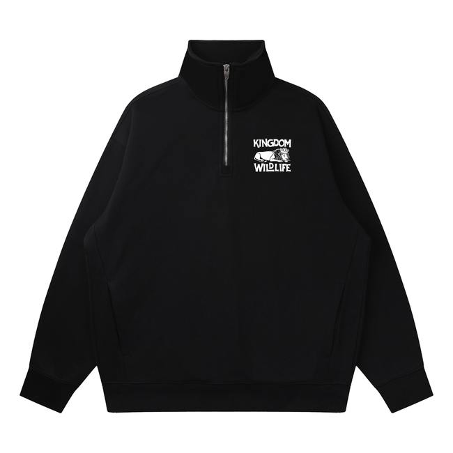 Kingdom Wildlife Logo Quarter-Zip Drop Shoulder Sweatshirt
